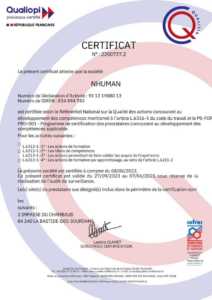 QUALIOPI - Certificat de conformité